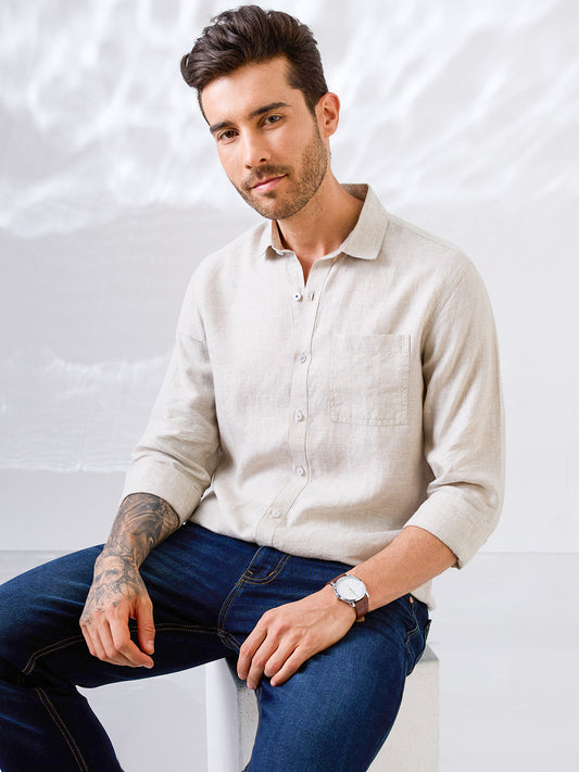 Beige Pure Linen Shirt