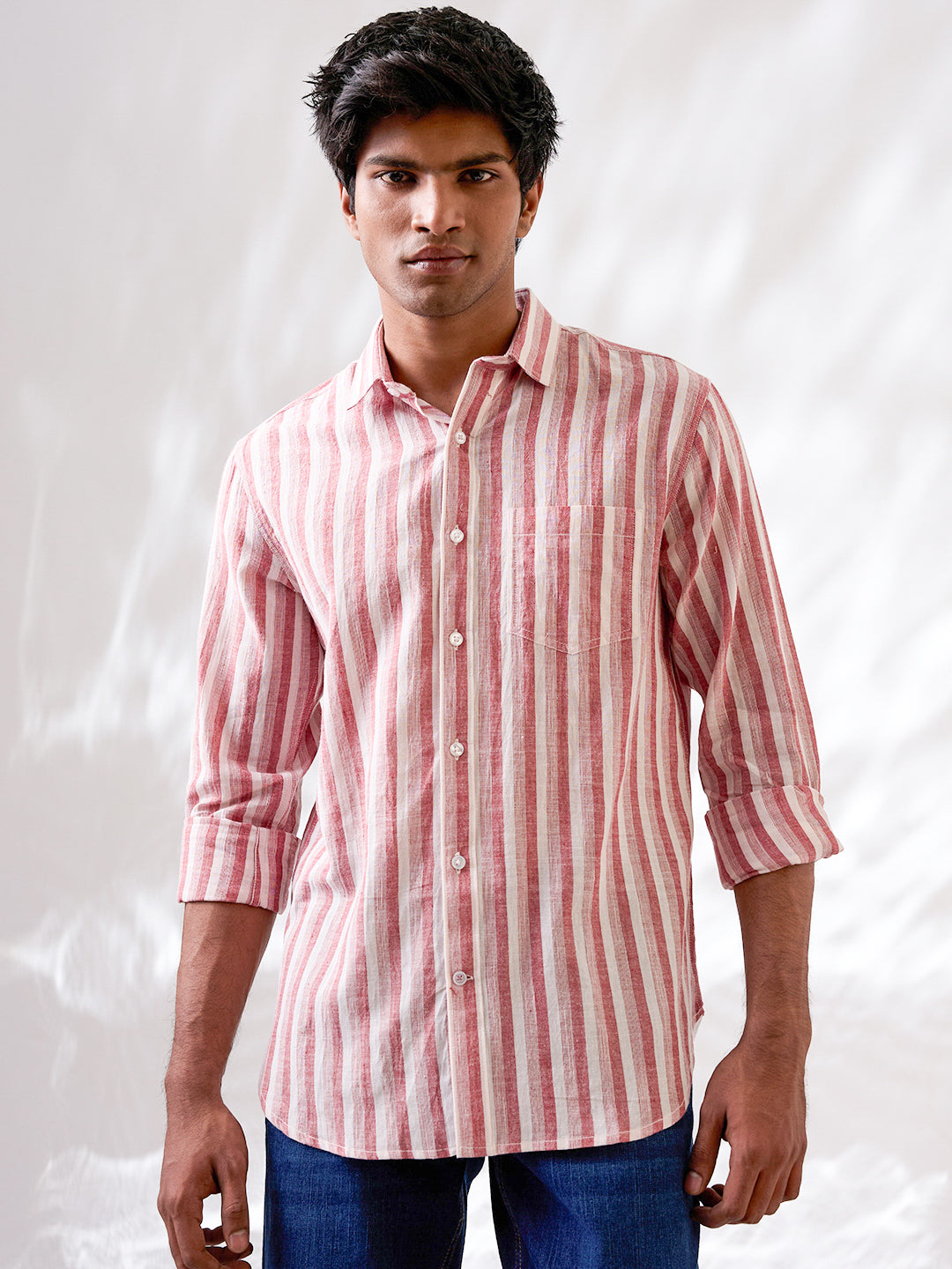 Brick Red Solid Lightweight Handloom Shirt