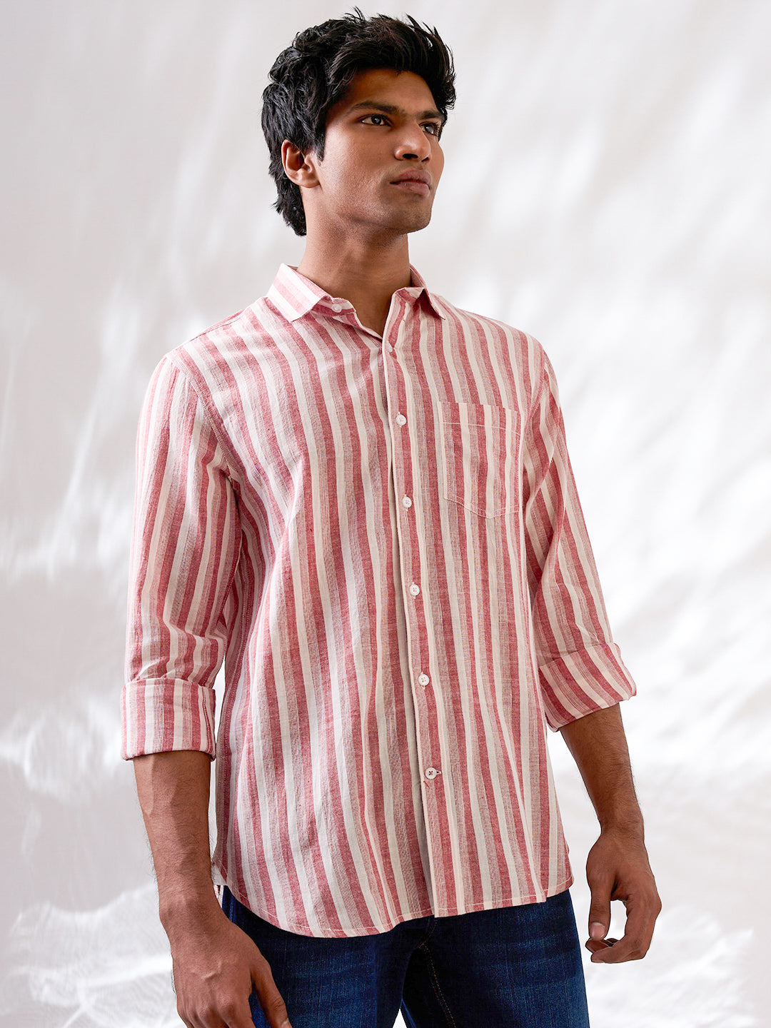 Brick Red Solid Lightweight Handloom Shirt