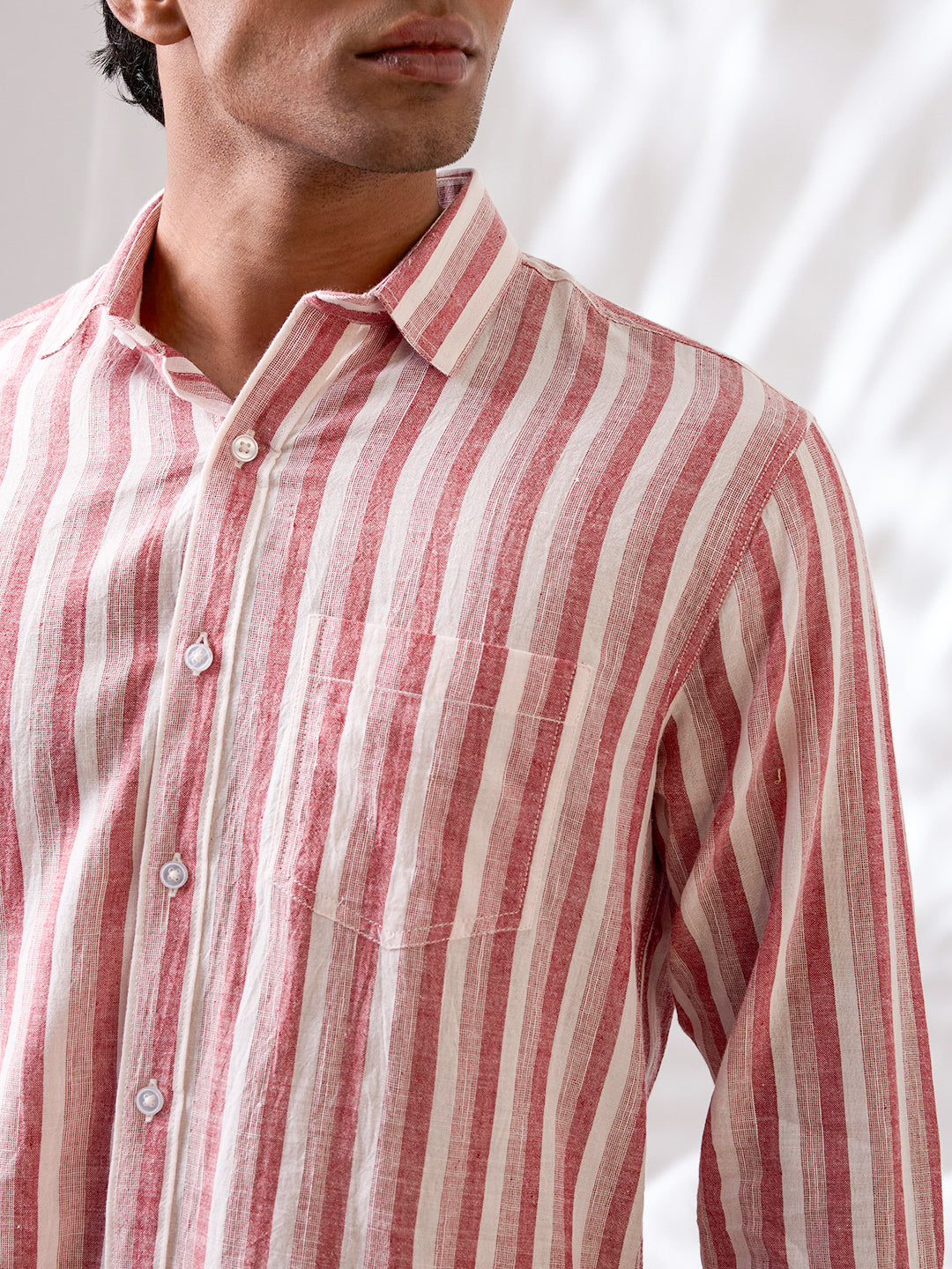 Brick Red Solid Lightweight Handloom Shirt