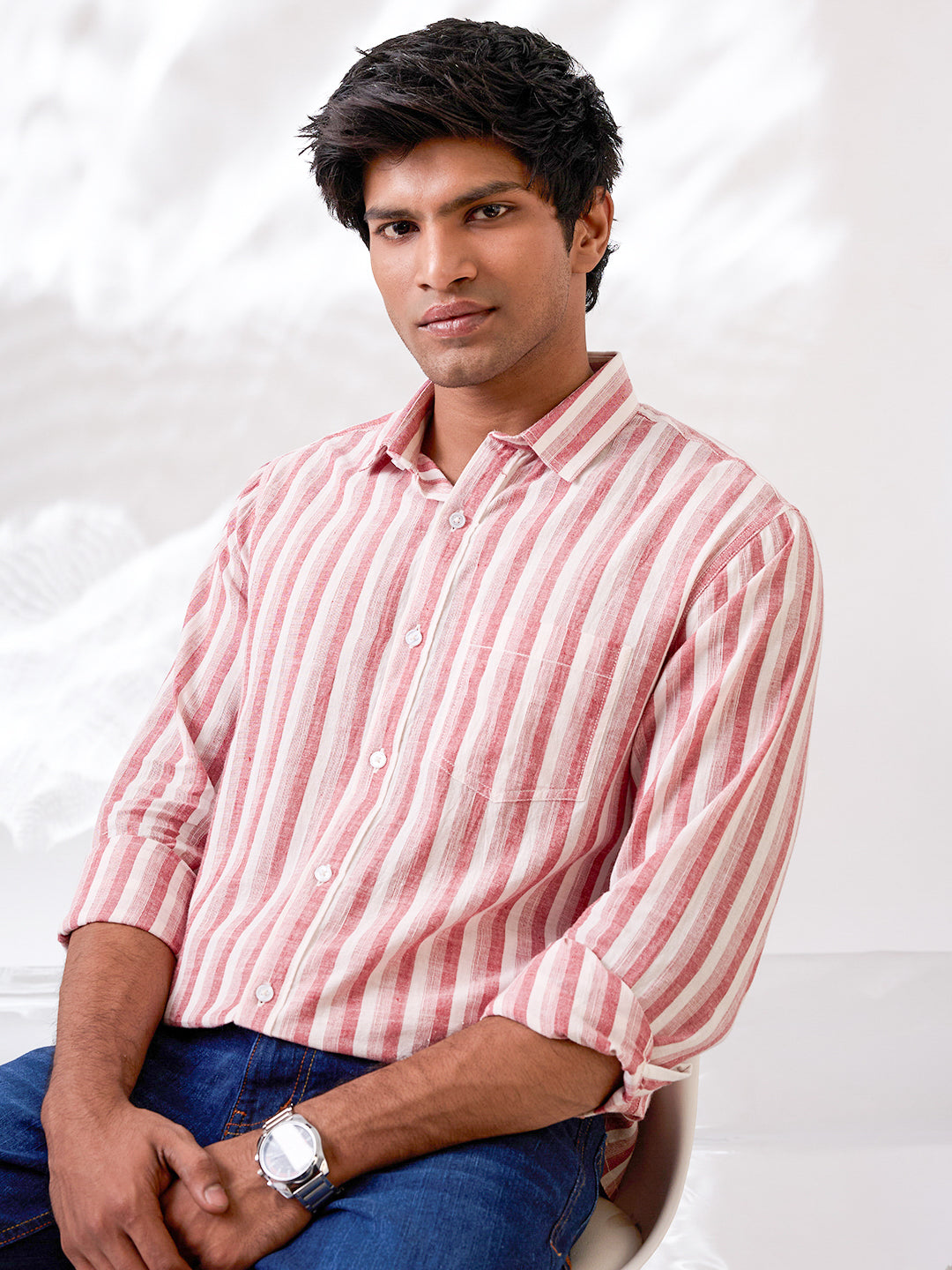 Brick Red Solid Lightweight Handloom Shirt
