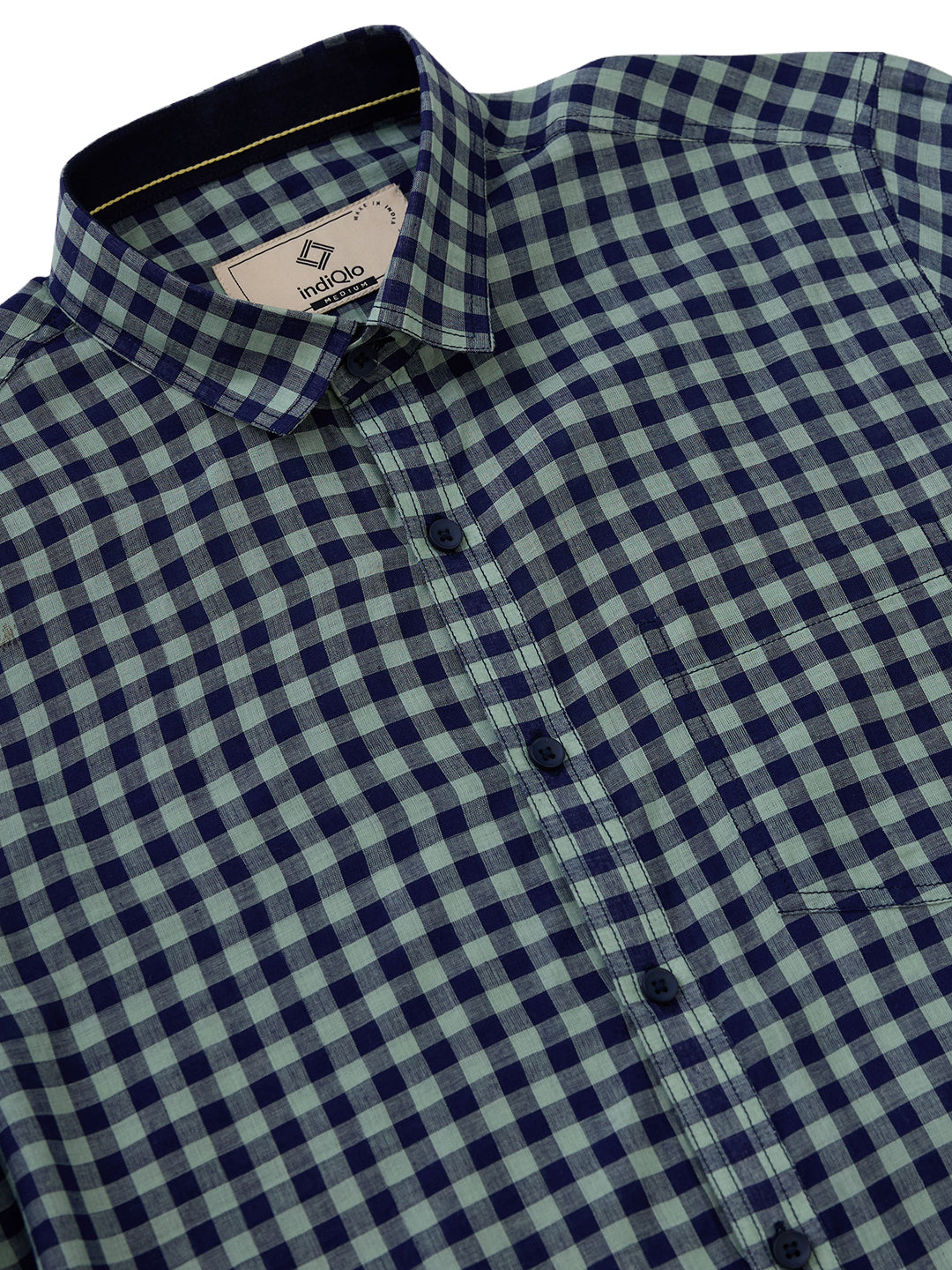 Blue-Green Check Handloom Cotton Shirt