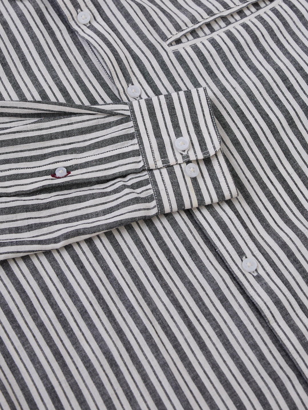 Ash Grey Striped Handloom Cotton Shirt