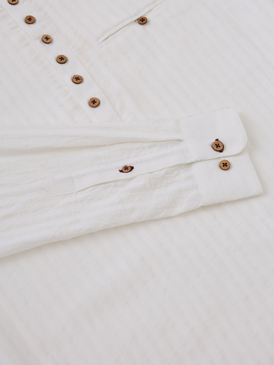 White Striped Handwoven Kurta Shirt